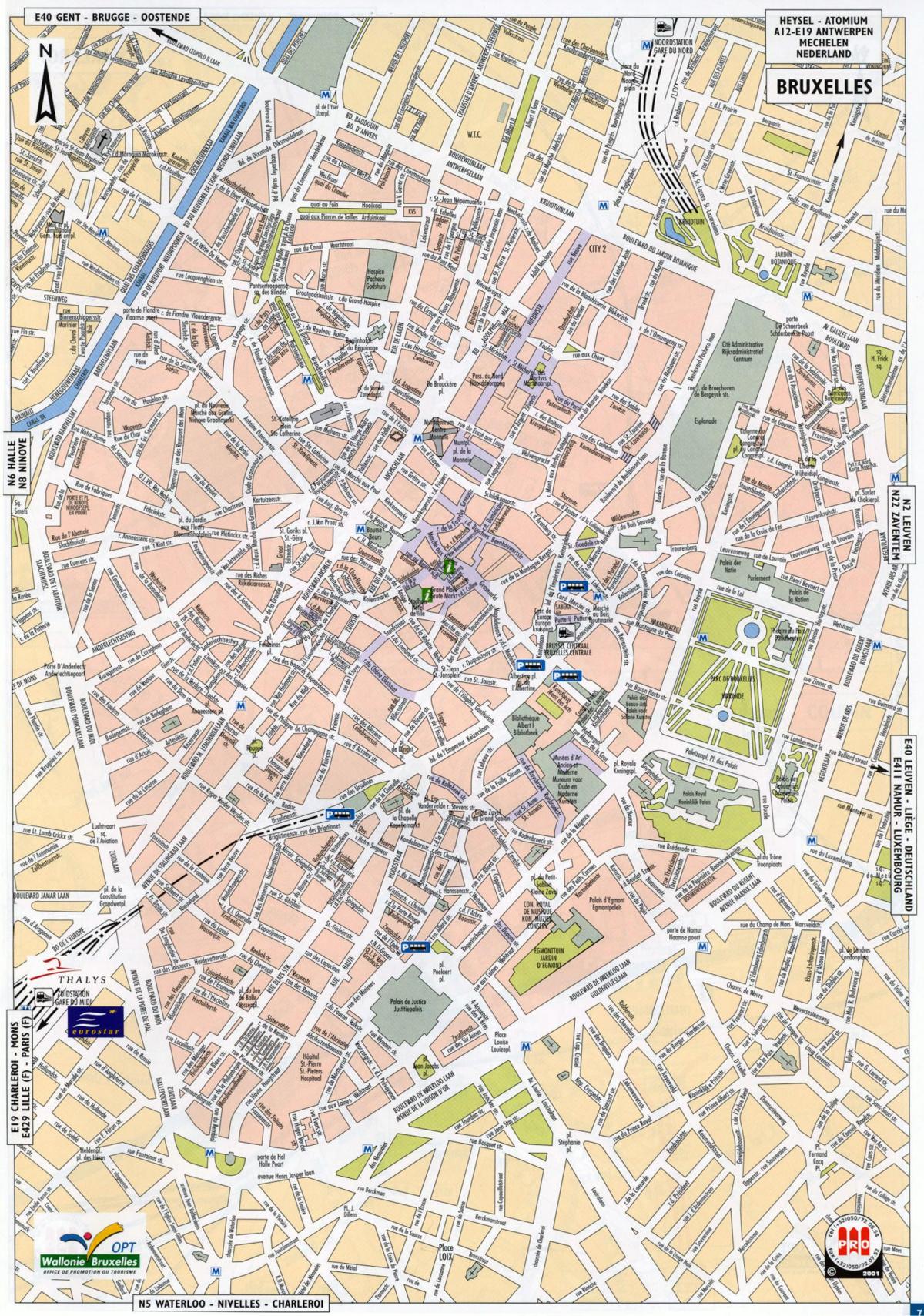 Mapa das ruas de Bruxelas