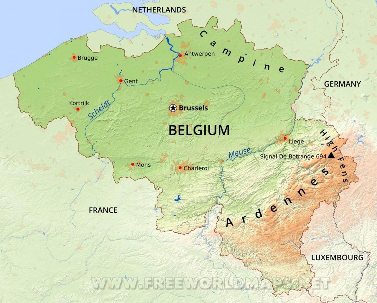 Mapa de elevação de Bruxelas