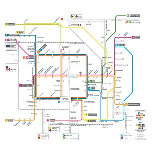 Mapa da estação de metro de Bruxelas