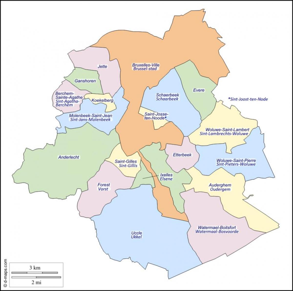 Mapa do distrito de Bruxelas