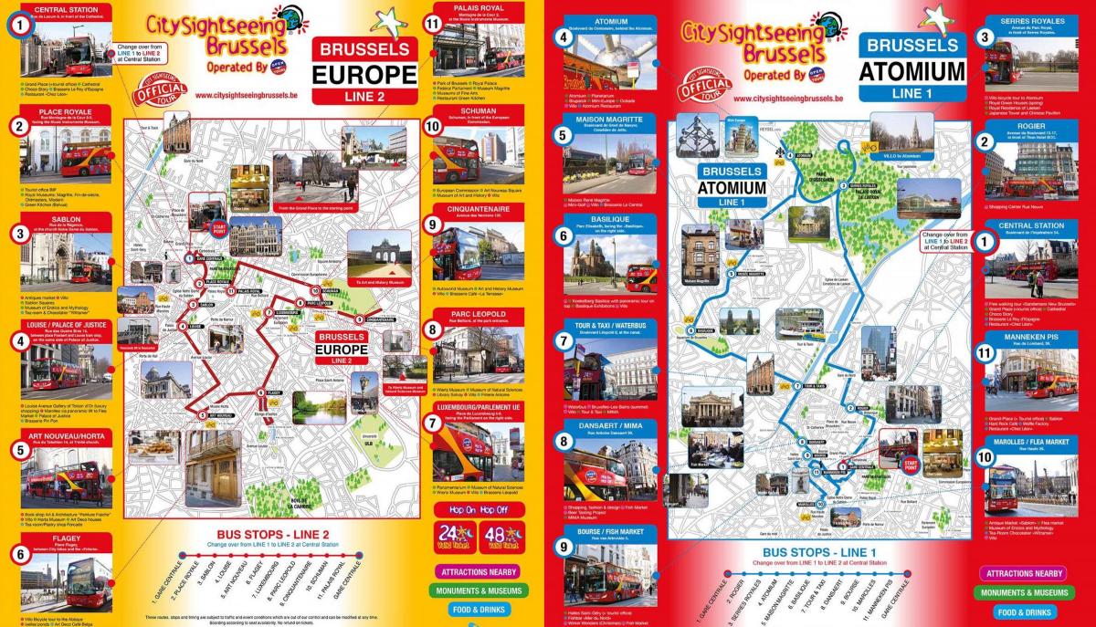 Mapa de Brussels Hop On Hop Off Bus tours