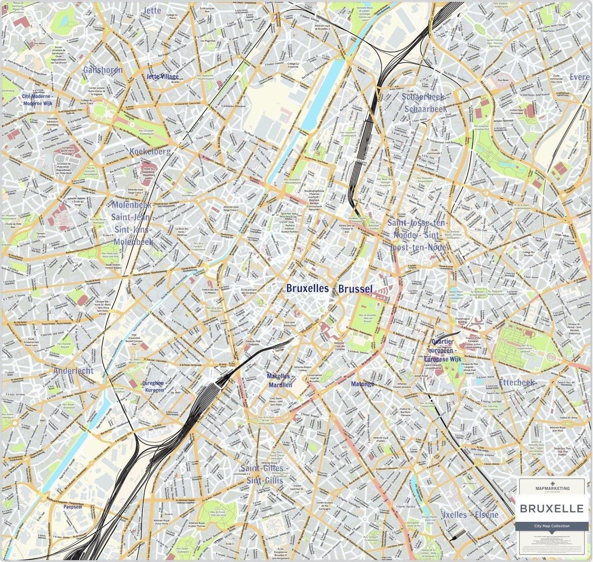 Mapa da cidade de Bruxelas